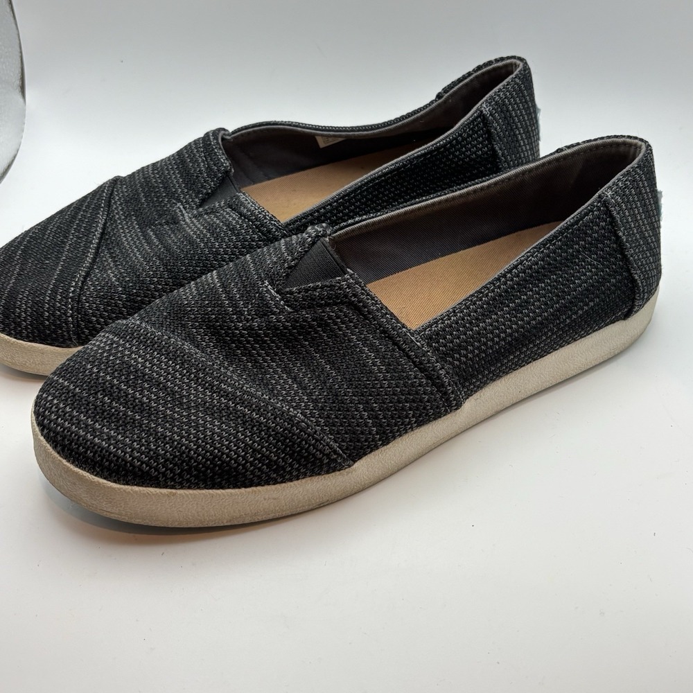 TOMS Toms Women Avalon Slip On‎ Flats Charcoal Black Weave Espadrille 10 Comfy